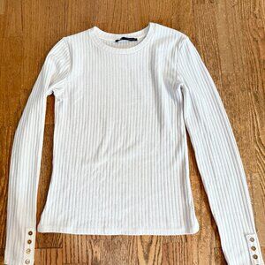 ZARA LONG SLEEVE RIBBED SHIRT TOP SIZE M W BUTTONS